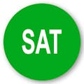"Sat" Round Paper Label with Green Background - 2" Dia.