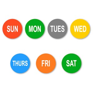 All Days of the Week Round Paper Labels - 2" Dia.