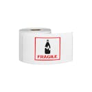 "Fragile" Horizontal Rectangular Paper Label with Symbol & Red Border - 3" x 5"