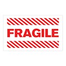 "Fragile" Horizontal Rectangular Paper Label with Red Font - 3" x 5"