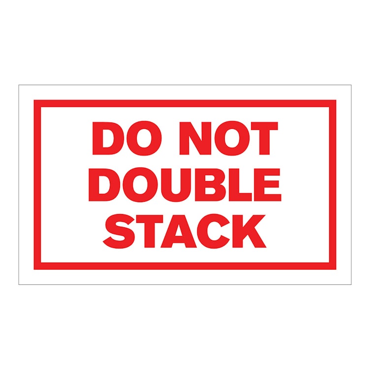 "Do Not Double Stack" Horizontal Rectangular Paper Label with Red Border - 3" x 5"