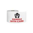 "Handle with Care" Horizontal Rectangular Paper Label with Symbol & Red Font - 3" x 5"