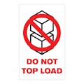 "Do Not Top Load" Vertical Rectangular Paper Label with Symbol & Red Font - 3" x 5"