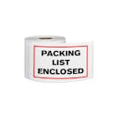 "Packing List Enclosed" Horizontal Rectangular Paper Label with Red Border - 3" x 5"