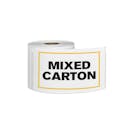 "Mixed Carton" Horizontal Rectangular Paper Label with Yellow Border - 3" x 5"