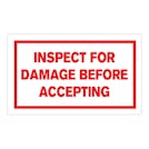 "Inspect for Damage Before Accepting" Horizontal Rectangular Paper Label with Red Border - 3" x 5"