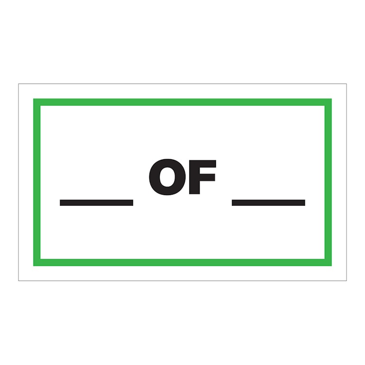 "__ of __" Horizontal Rectangular Paper Write-On Label with Green Border - 3" x 5"