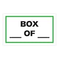 "Box __ of __" Horizontal Rectangular Paper Write-On Label with Green Border - 3" x 5"