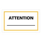 "Attention ____" Horizontal Rectangular Paper Write-On Label with Yellow Border - 3" x 5"
