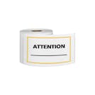 "Attention ____" Horizontal Rectangular Paper Write-On Label with Yellow Border - 3" x 5"