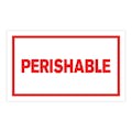 "Perishable" Horizontal Rectangular Paper Label with Red Border - 3" x 5"