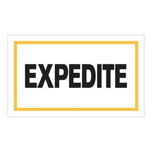 "Expedite" Horizontal Rectangular Paper Label with Yellow Border - 3" x 5"