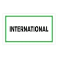 "International" Horizontal Rectangular Paper Label with Green Border - 3" x 5"