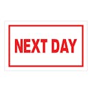 "Next Day" Horizontal Rectangular Paper Label with Red Border - 3" x 5"