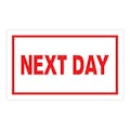 "Next Day" Horizontal Rectangular Paper Label with Red Border - 3" x 5"