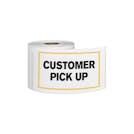 "Customer Pick Up" Horizontal Rectangular Paper Label with Yellow Border - 3" x 5"