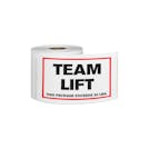 "Team Lift - This Package Exceeds 50 lbs." Horizontal Rectangular Paper Label with Red Border - 3" x 5"