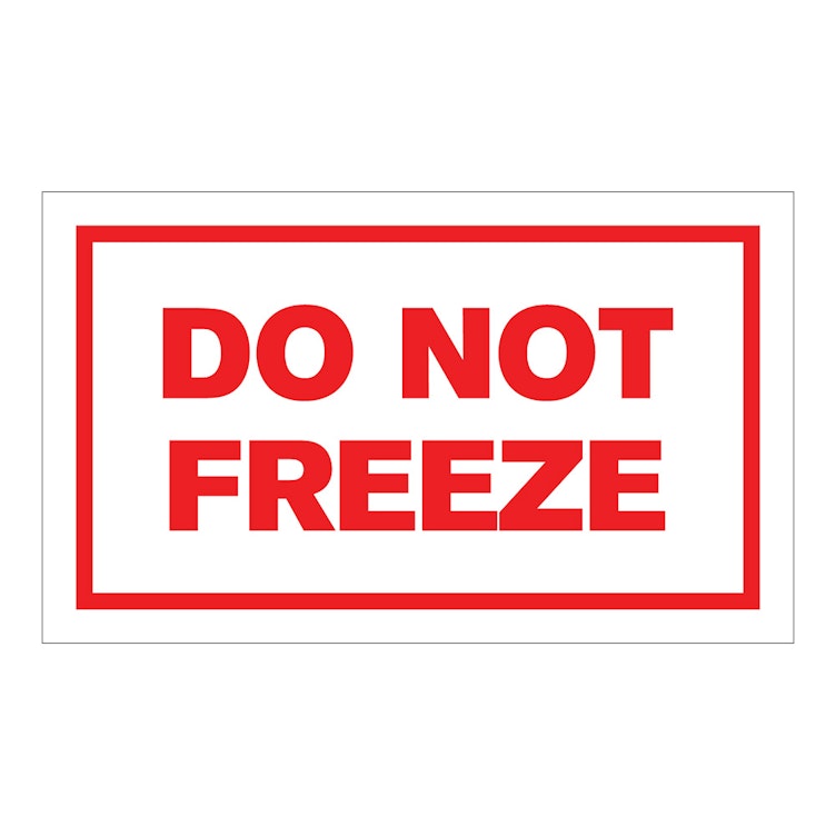 "Do Not Freeze" Horizontal Rectangular Paper Label with Red Border - 3" x 5"