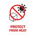 "Protect from Heat" Vertical Rectangular Paper Label with Symbol & Red Font - 3" x 5"