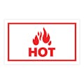 "Hot" Horizontal Rectangular Paper Label with Symbol & Red Border - 3" x 5"