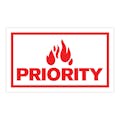 "Priority" Horizontal Rectangular Paper Label with Symbol & Red Border - 3" x 5"