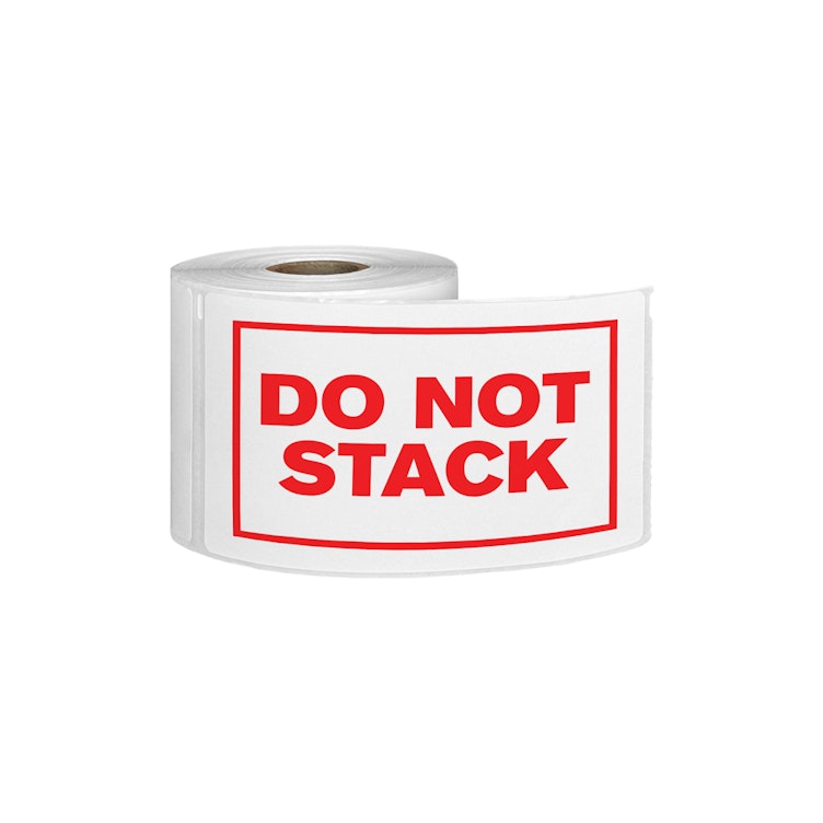 "Do Not Stack" Horizontal Rectangular Paper Label with Red Border - 3" x 5"