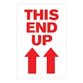 "This End Up" Vertical Rectangular Paper Label with Red Arrows & Font - 4" x 6"