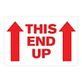 "This End Up" Horizontal Rectangular Paper Label with Red Arrows & Font - 4" x 6"