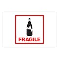"Fragile" Horizontal Rectangular Paper Label with Symbol & Red Border - 4" x 6"