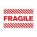"Fragile" Horizontal Rectangular Paper Label with Red Font - 4" x 6"