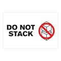 "Do Not Stack" Horizontal Rectangular Paper Label with Symbol & Black Font - 4" x 6"