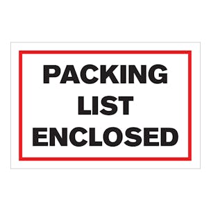 "Packing List Enclosed" Rectangular Labels