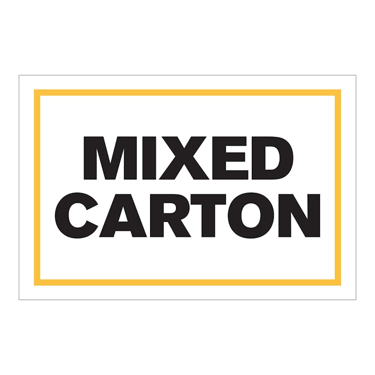 "Mixed Carton" Horizontal Rectangular Paper Label with Yellow Border - 4" x 6"