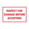 "Inspect for Damage Before Accepting" Horizontal Rectangular Paper Label with Red Border - 4" x 6"