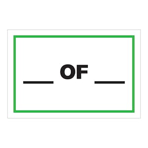 "__ of __" Horizontal Rectangular Paper Write-On Label with Green Border - 4" x 6"