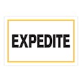 "Expedite" Horizontal Rectangular Paper Label with Yellow Border - 4" x 6"