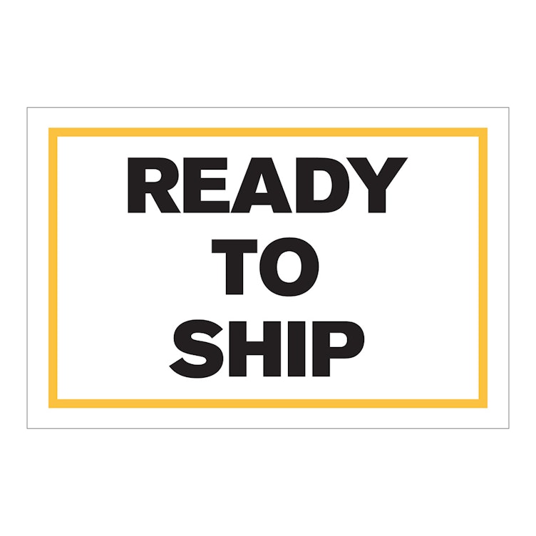 "Ready to Ship" Horizontal Rectangular Paper Label with Yellow Border - 4" x 6"