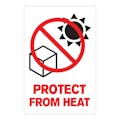 "Protect from Heat" Vertical Rectangular Paper Label with Symbol & Red Font - 4" x 6"