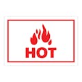 "Hot" Horizontal Rectangular Paper Label with Symbol & Red Border - 4" x 6"