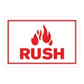 "Rush" Horizontal Rectangular Paper Label with Symbol & Red Border - 4" x 6"
