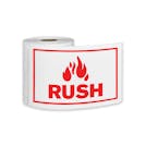 "Rush" Horizontal Rectangular Paper Label with Symbol & Red Border - 4" x 6"
