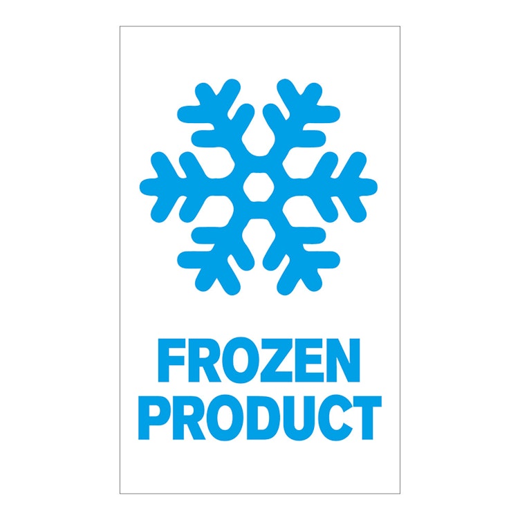 "Frozen Product" Vertical Rectangular Paper Label with Symbol & Blue Font - 3" x 5"