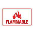 "Flammable" Horizontal Rectangular Paper Label with Symbol & Red Border - 3" x 5"