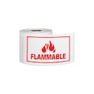 "Flammable" Horizontal Rectangular Paper Label with Symbol & Red Border - 3" x 5"