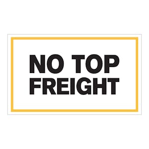 "No Top Freight" Horizontal Rectangular Paper Label with Yellow Border - 3" x 5"