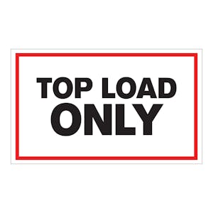 "Top Load Only" Horizontal Rectangular Paper Label with Red Border - 3" x 5"
