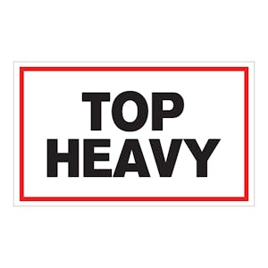 "Top Heavy" Horizontal Rectangular Paper Label with Red Border - 3" x 5"