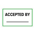 "Accepted By ____" Horizontal Rectangular Paper Write-On Label with Green Border - 3" x 5"