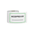 "Accepted By ____" Horizontal Rectangular Paper Write-On Label with Green Border - 3" x 5"