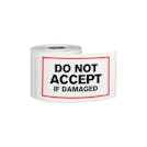 "Do Not Accept if Damaged" Horizontal Rectangular Paper Label with Red Border - 3" x 5"